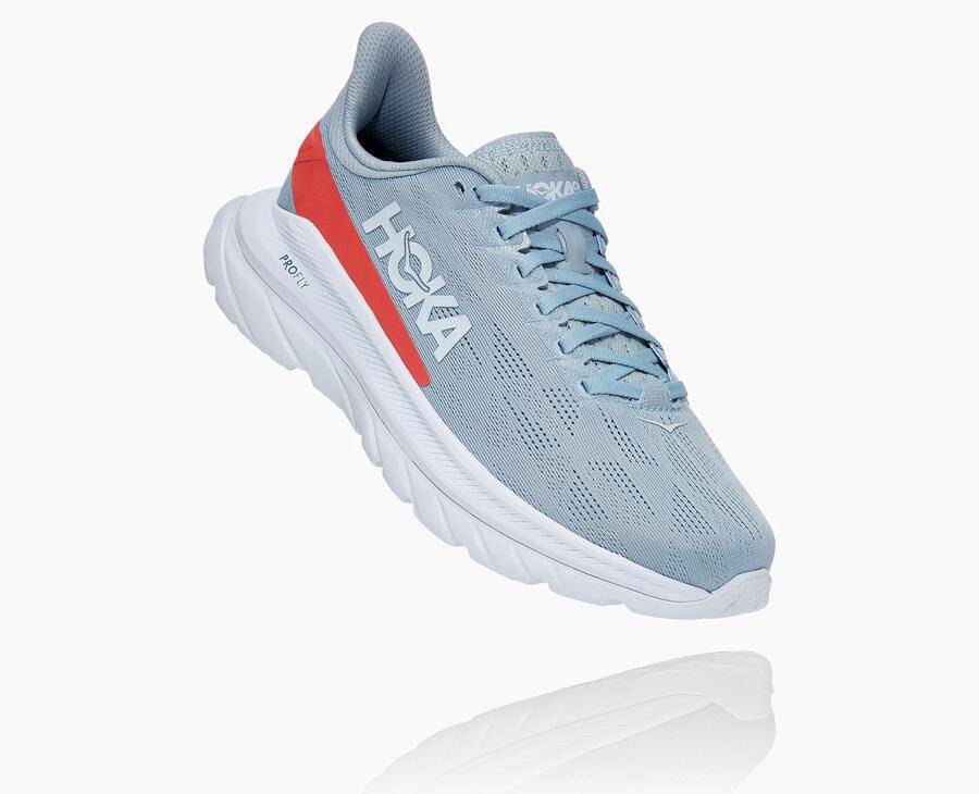 Hoka One One Mach 4 - Women's Running Shoes - Blue/White - UK 927UAYDIG